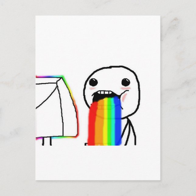 Rainbow Computer Ansikte Guy Vykort (Framsida)