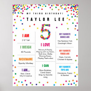 Rainbow Confetti 5:e födelsedagen Poster