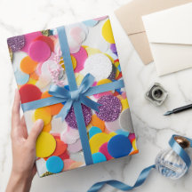 Rainbow Confetti Birthday Wrapping Papper