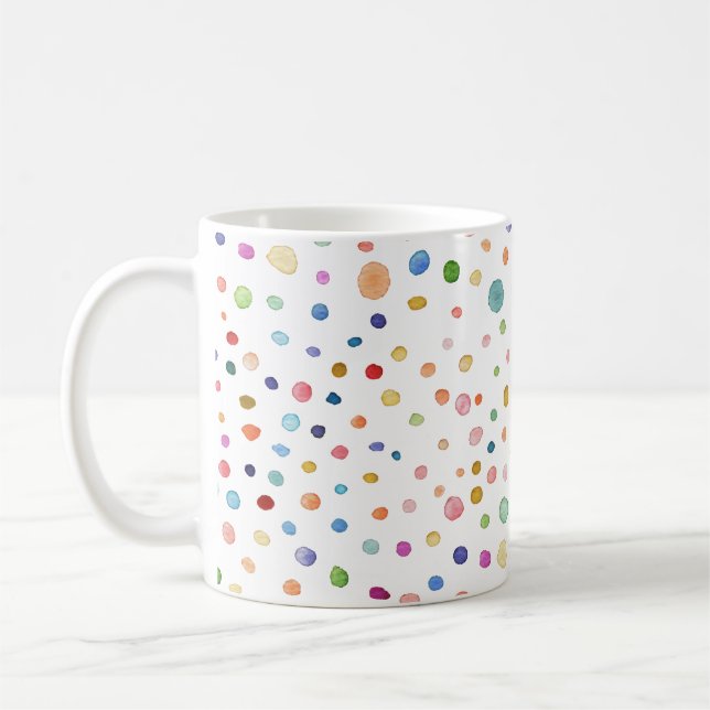 Rainbow Confetti Dots Watercolor Mönster Mugg (Vänster)