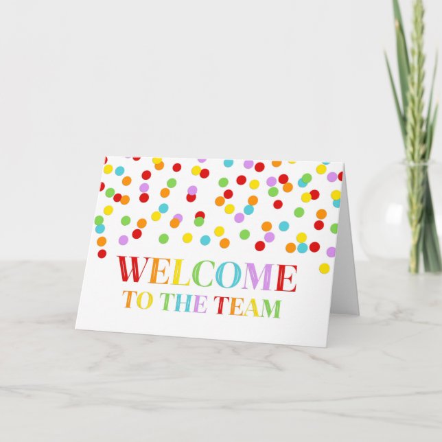 Rainbow Confetti Employee Välkommen till teamkorte Kort (Framsida)