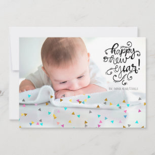 Rainbow Confetti Gott nytt år-fotokort Julkort