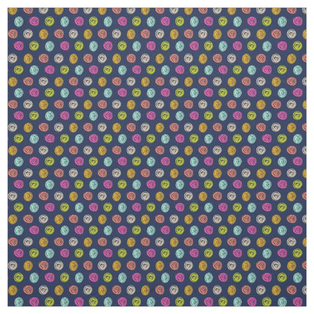 Rainbow Confetti Polka Dot Party on Navy Tyg (Provkarta)