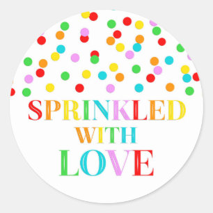 Rainbow Confetti Sprinkled med Kärlek Runt Klistermärke