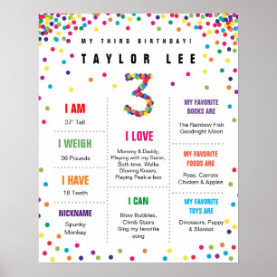 Rainbow Confetti, tredje födelsedag poster
