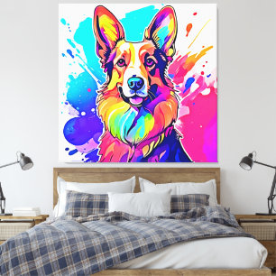 Rainbow Corgi: Pop Art Puppy Joy Canvastryck
