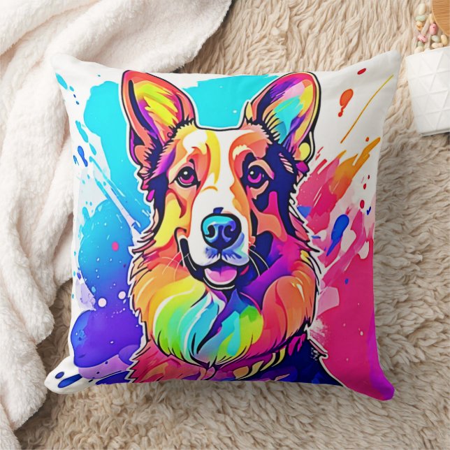 Rainbow Corgi: Pop Art Puppy Joy Kudde (Filt)