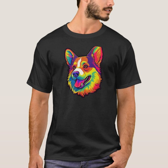 Rainbow Corgi T Shirt (Framsida)
