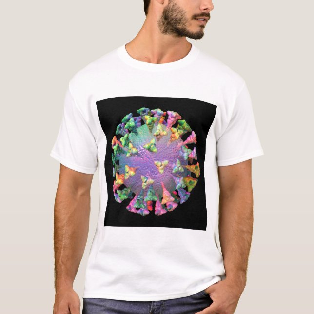 Rainbow Coronavirus COVID Virus Particle T Shirt (Framsida)