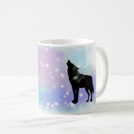 *~* Rainbow Cosmic Måne Howling Varg Crystals Kaffemugg