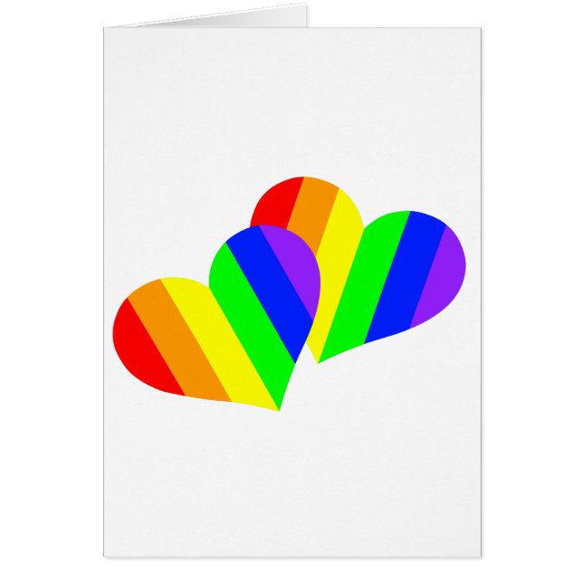 Rainbow Couple Hearts Hälsningskort (Framsidan)