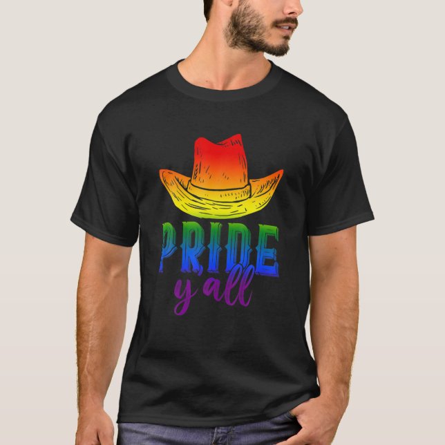 Rainbow Cowboy Hat LGBT Gay pride Flagga Rodeo Cow T Shirt (Framsida)