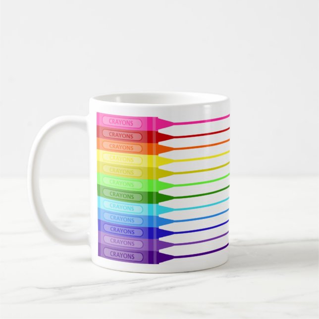 Rainbow Crayon Roligt Rand Kaffemugg (Vänster)