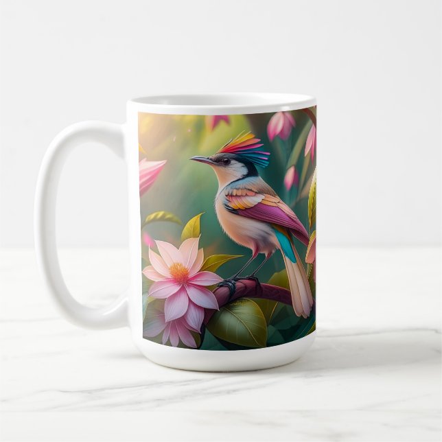 Rainbow crested Jay Fantasy Bird Kaffemugg (Vänster)