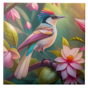 Rainbow crested Jay Fantasy Bird Kakelplatta