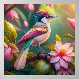 Rainbow crested Jay Fantasy Bird Poster