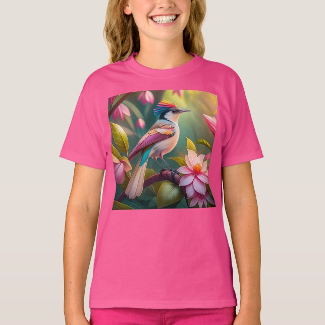Rainbow crested Jay Fantasy Bird T Shirt (Framsida)