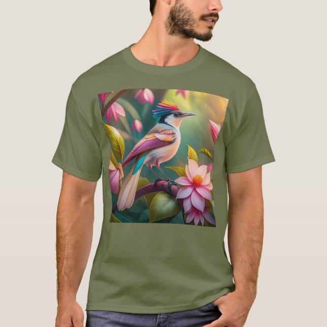 Rainbow crested Jay Fantasy Bird T Shirt (Framsida)