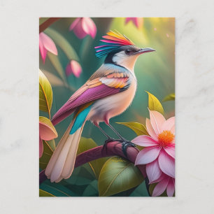 Rainbow crested Jay Fantasy Bird Vykort