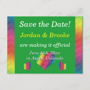 [Rainbow Crinkle Bröllop] Hearts Postcard-Grönt Meddelande Vykort