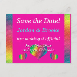 [Rainbow Crinkle Bröllop] Hearts Postcard Rosa Meddelande Vykort