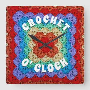 Rainbow Crochet Fyrkantig Klocka