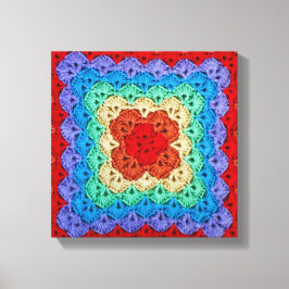 Rainbow Crochet Granny Square Canvastryck