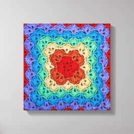 Rainbow Crochet Granny Square Canvastryck