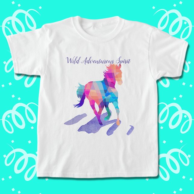 Rainbow Cubism Running Vild Horse T Shirt (Skapare uppladdad)