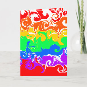 Rainbow Cupkaka Fluid Art Birthday Kort