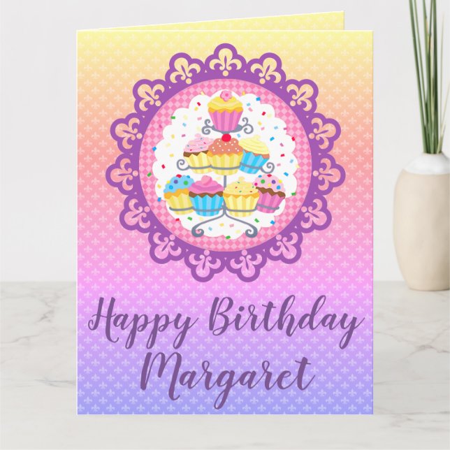Rainbow Cupkakagrupp Group Personlig Birthday Kort (Framsida)