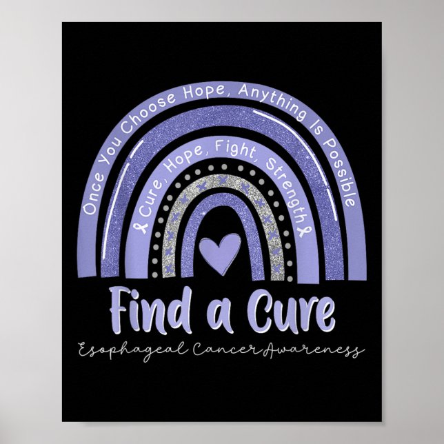 Rainbow Cure Hope Fight Strength Esophageal Cancer Poster (Framsidan)