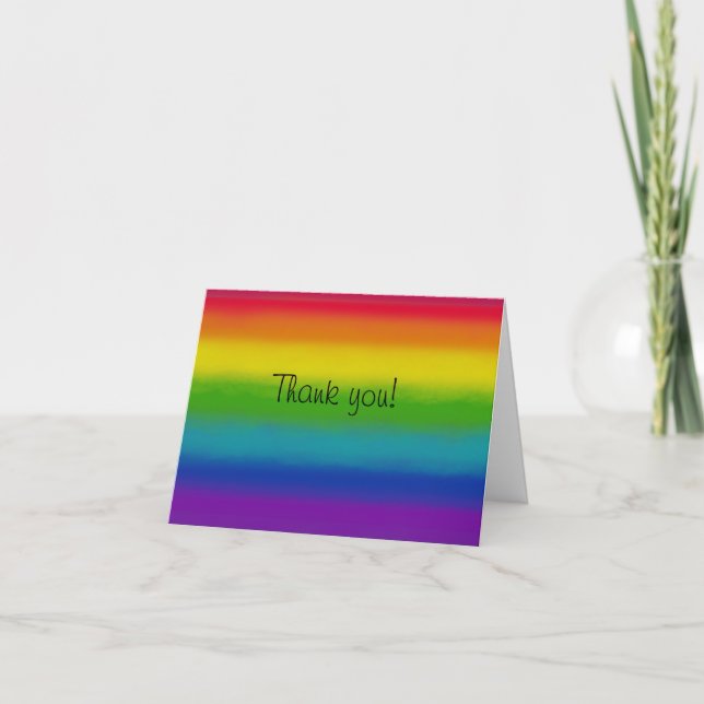 Rainbow Customizable Thank You Folded Note Card Anteckningskort (Framsida)