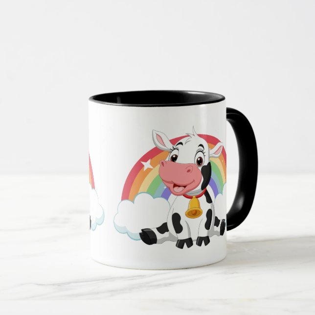 Rainbow Cute Baby Cow Mugg (Framsida höger)