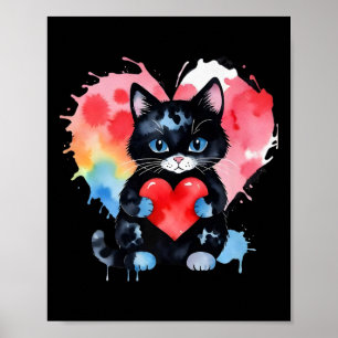 Rainbow Cute Hugger Valentine Heart Kattunge Lov Poster