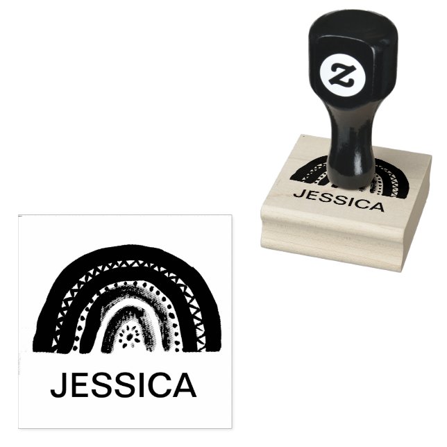 Rainbow Cute Kids Modern Watercolor Stämpel (Stämplad)