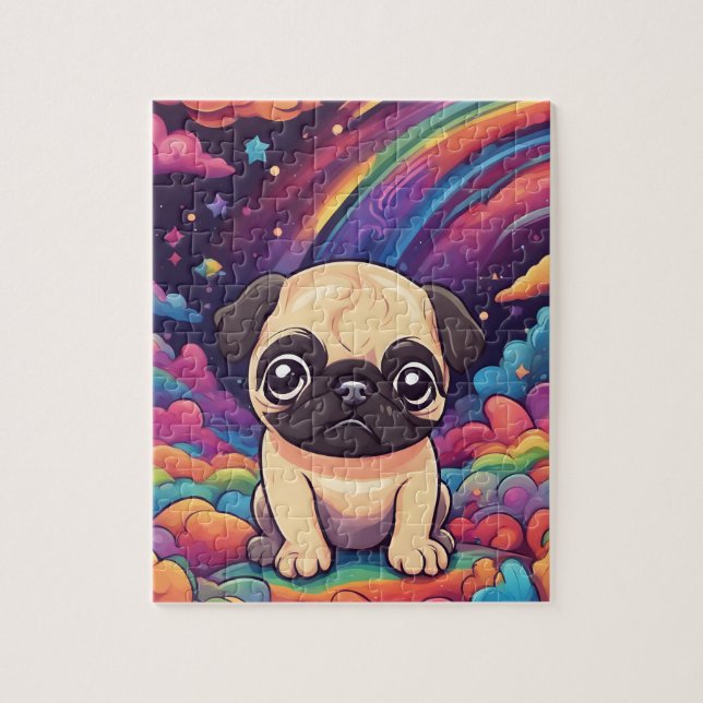 Rainbow Cute Pug Pussel (Vertikal)