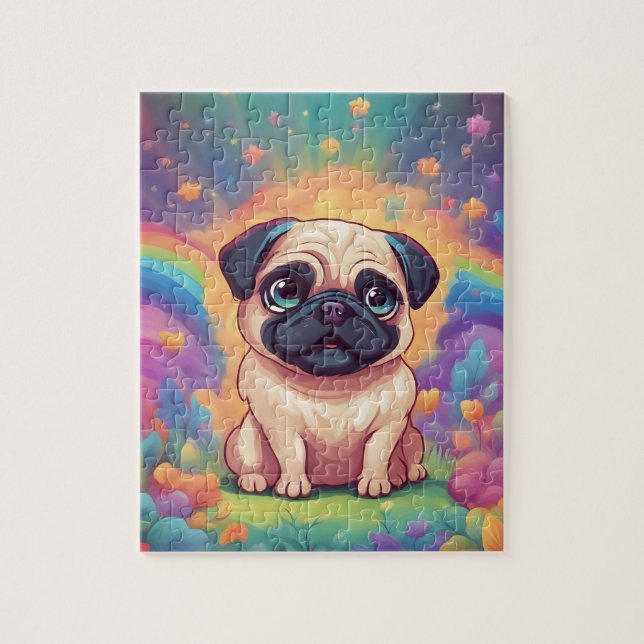 Rainbow Cute Pug Pussel (Vertikal)