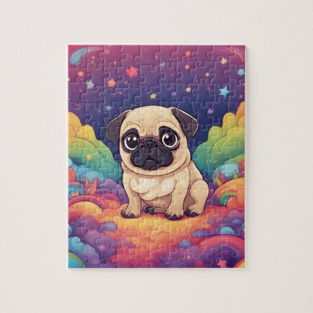 Rainbow Cute Pug Pussel (Vertikal)