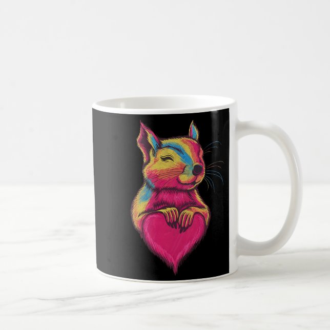 Rainbow Cute Squirrel Hugging Valentine Heart Love Kaffemugg (Höger)