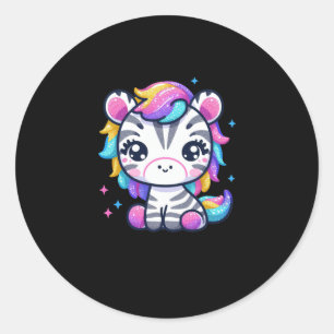 Rainbow Cute Zebra Sticker Runt Klistermärke