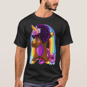 Rainbow Dabbing Unicorn Afro Natural Hair African T Shirt