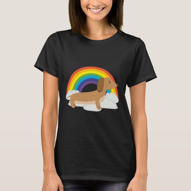 Rainbow Dachshund Dachshund Idea T Shirt (Framsida)