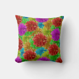 Rainbow Dahlia Flower Explosion Kudde