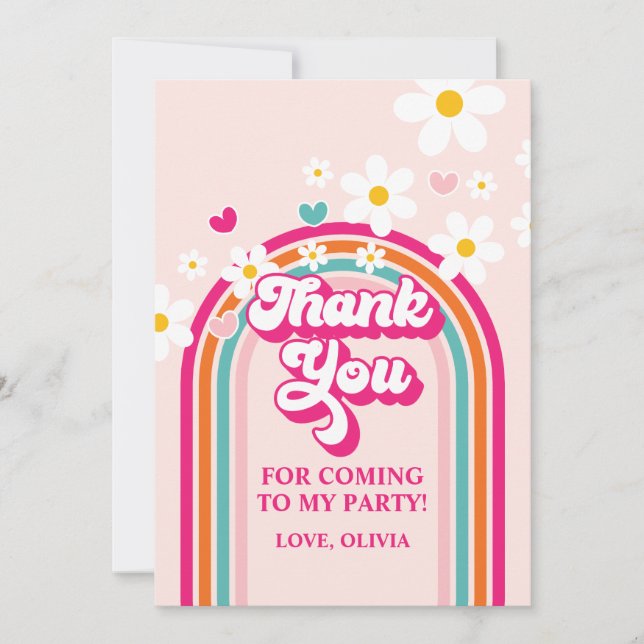 Rainbow Daisy Tack Inbjudningar (Framsida)