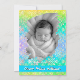 [Rainbow Damask] Soft Pastels Baby Boy Birth Meddelande