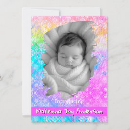 [Rainbow Damask] Soft Pastels Baby Girl Birth Meddelande