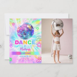 Rainbow Dance Birthday Photo Inbjudningar