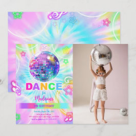 Rainbow Dance Birthday Photo Inbjudningar