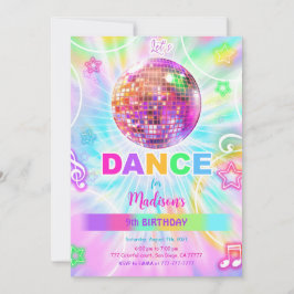 Rainbow Dance Disco Party Neon Glow Inbjudningar